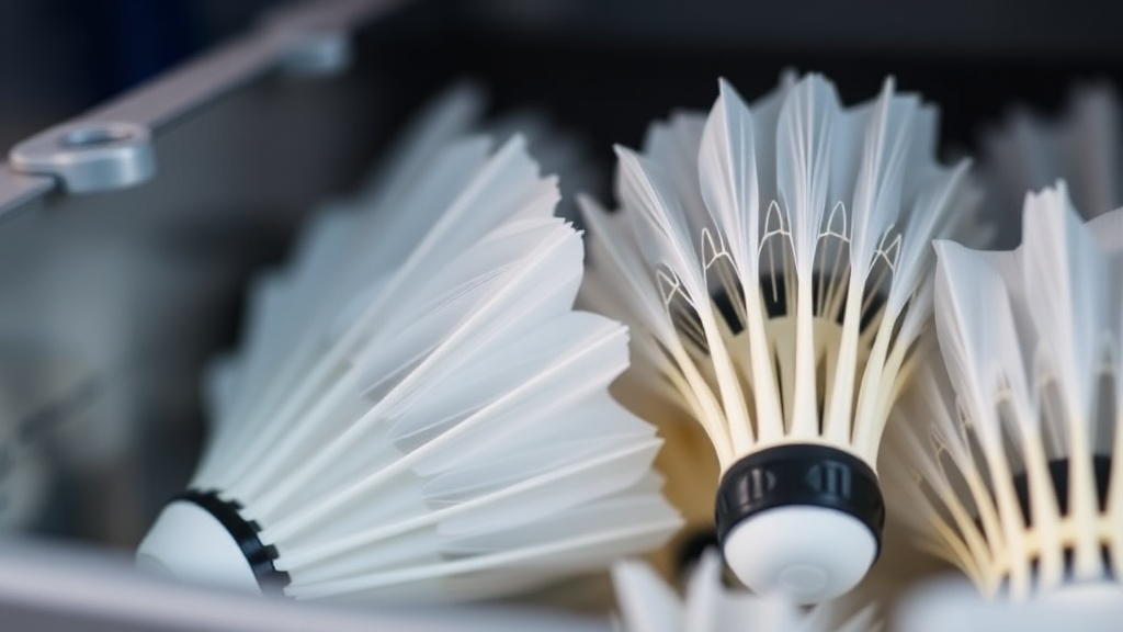 습도 조절을 위해 가습 장치가 설치된 보관함에 들어있는 배드민턴 셔틀콕들의 모습