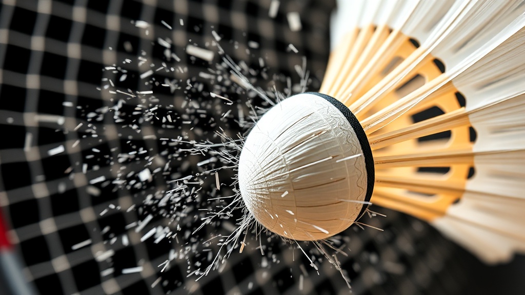 강력한 스매시를 견뎌내는 고품질 거위 깃털 셔틀콕의 경기 장면